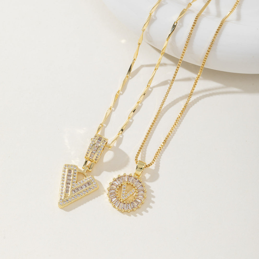 AISHA™ - Elegante Collana con Pendenti a Lettera Iniziale in 2 Pezzi