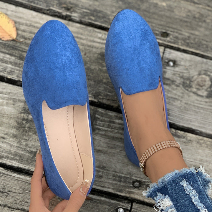 Sherna | Women’s Solid Color Flats Soft Sole Pointed Toe Slip-On Shoes