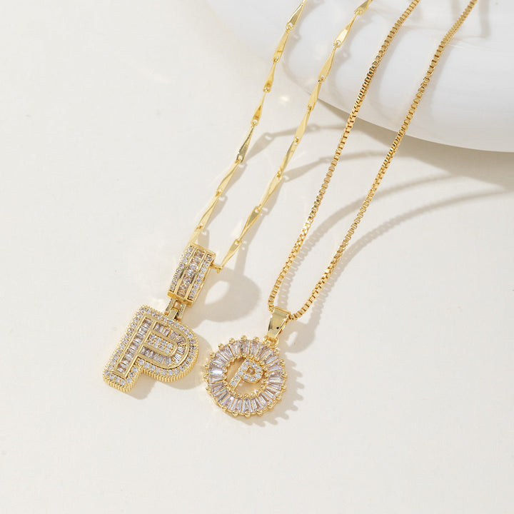 AISHA™ - Elegante Collana con Pendenti a Lettera Iniziale in 2 Pezzi