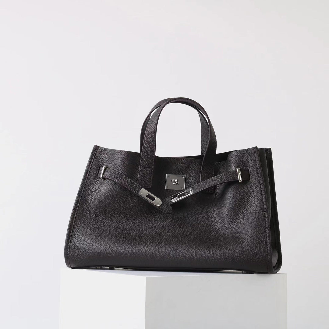 BEVERLEY™ - Borsa a Spalla in Vera Pelle di Mucca di Grande Capacità per Lavoro e Viaggi