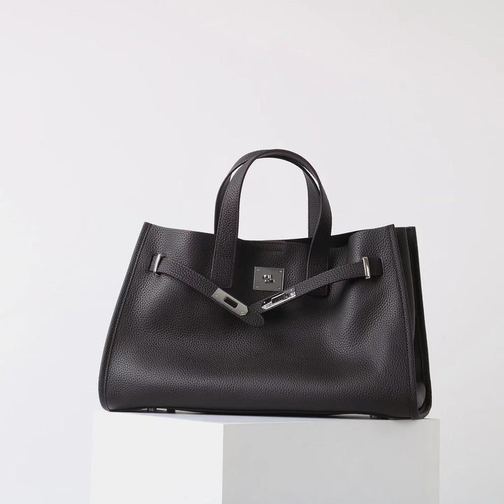 BEVERLEY™ - Borsa a Spalla in Vera Pelle di Mucca di Grande Capacità per Lavoro e Viaggi