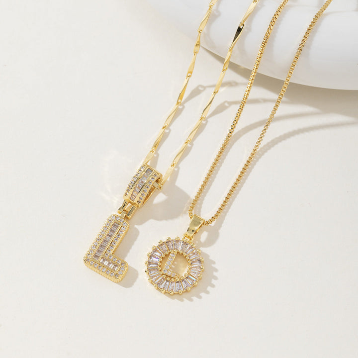 AISHA™ - Elegante Collana con Pendenti a Lettera Iniziale in 2 Pezzi