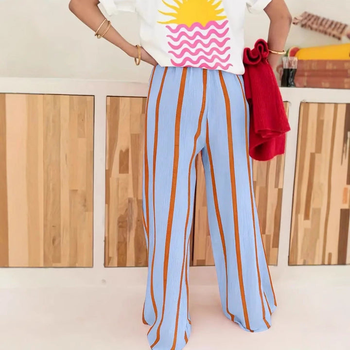 CHARO™ – Pantaloni Lounge a Righe con Gamba Larga