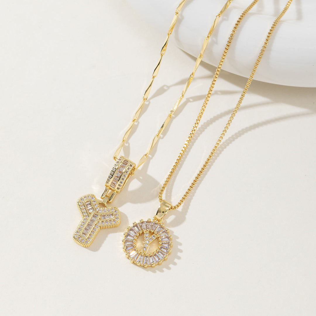 AISHA™ - Elegante Collana con Pendenti a Lettera Iniziale in 2 Pezzi