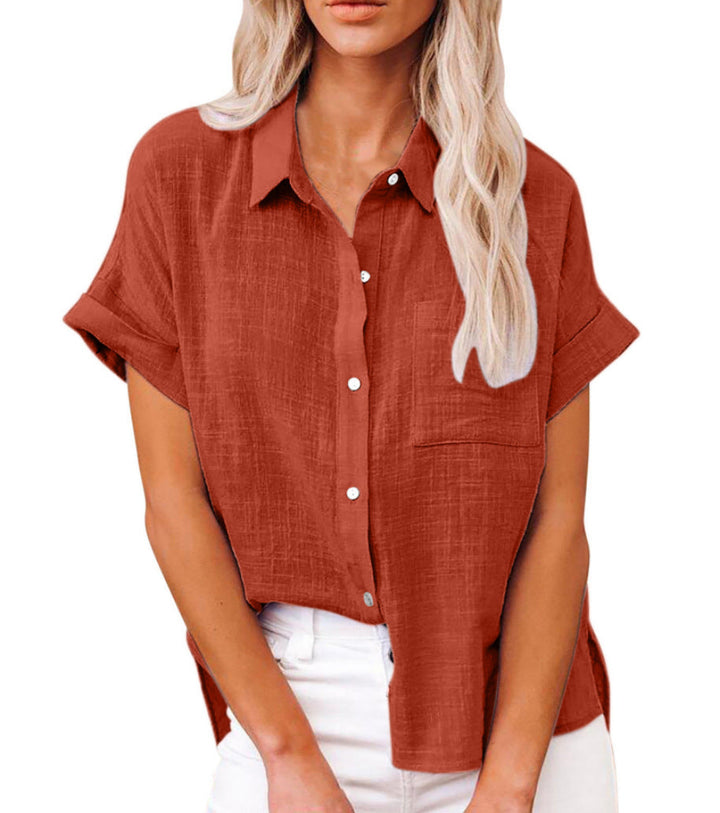 AUDRINE™ – Blusa Button-Up Casual e Confortevole