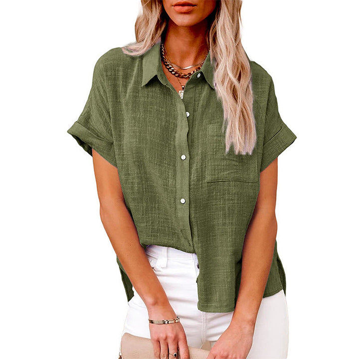 AUDRINE™ – Blusa Button-Up Casual e Confortevole