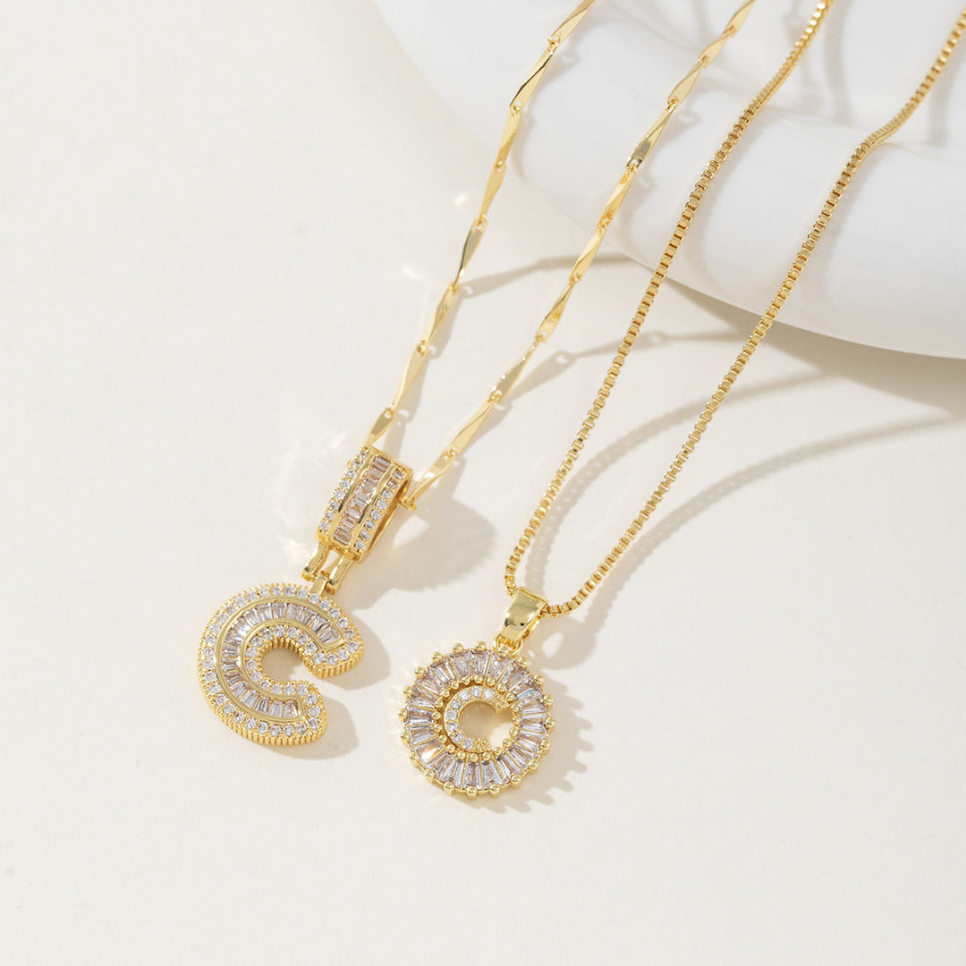AISHA™ - Elegante Collana con Pendenti a Lettera Iniziale in 2 Pezzi