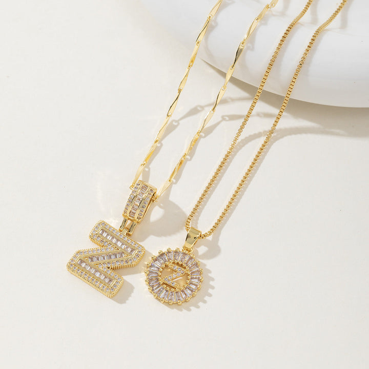 AISHA™ - Elegante Collana con Pendenti a Lettera Iniziale in 2 Pezzi