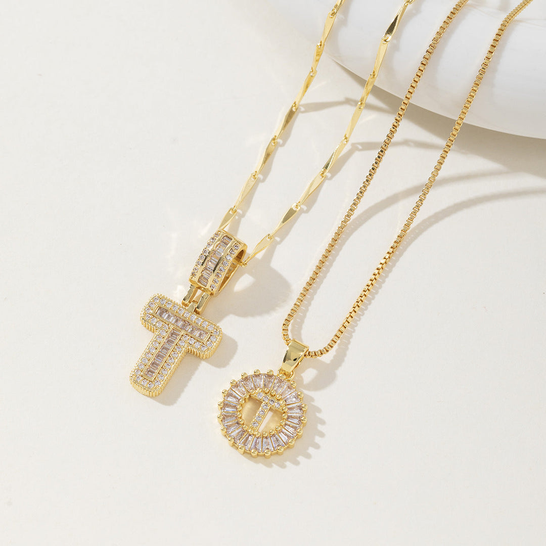 AISHA™ - Elegante Collana con Pendenti a Lettera Iniziale in 2 Pezzi