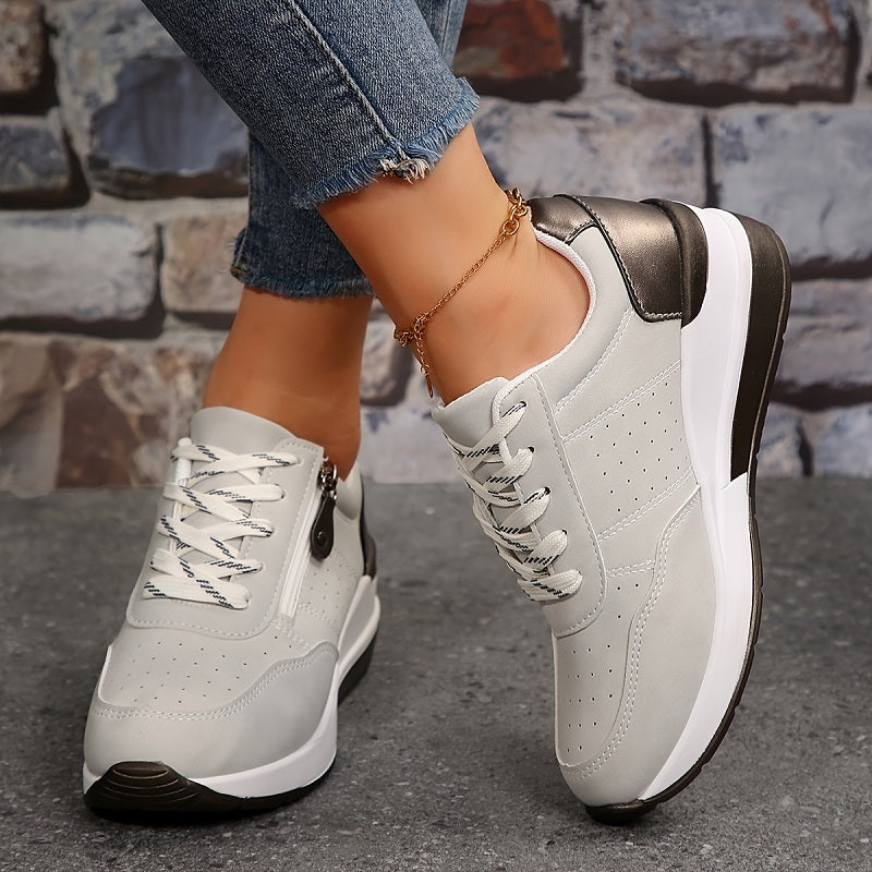 Orthopädisch Sneaker Damen | Keilsohle mit Reißverschluss & Schnürung