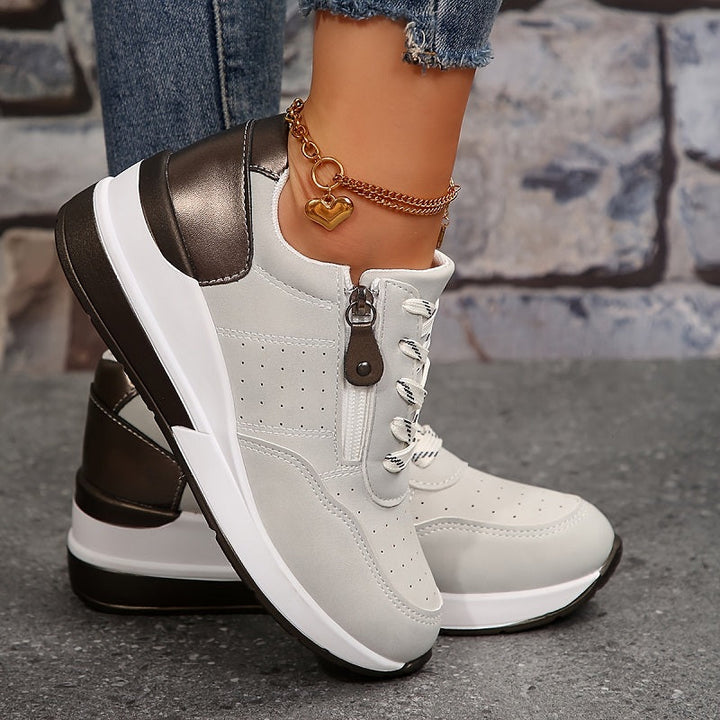 Orthopädisch Sneaker Damen | Keilsohle mit Reißverschluss & Schnürung