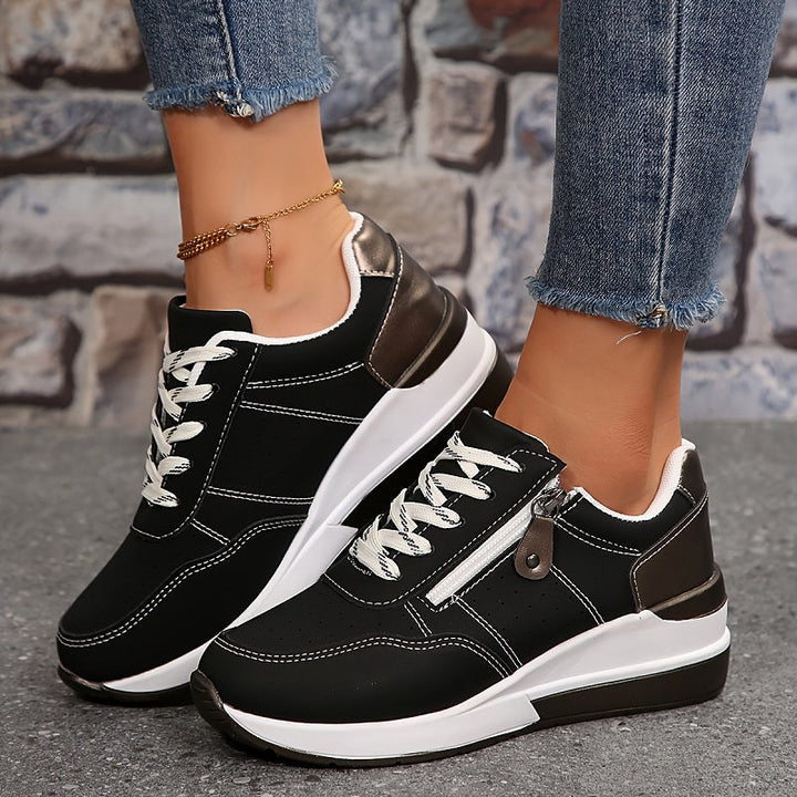 Orthopädisch Sneaker Damen | Keilsohle mit Reißverschluss & Schnürung