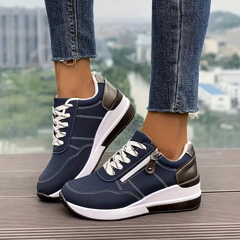 Orthopädisch Sneaker Damen | Keilsohle mit Reißverschluss & Schnürung