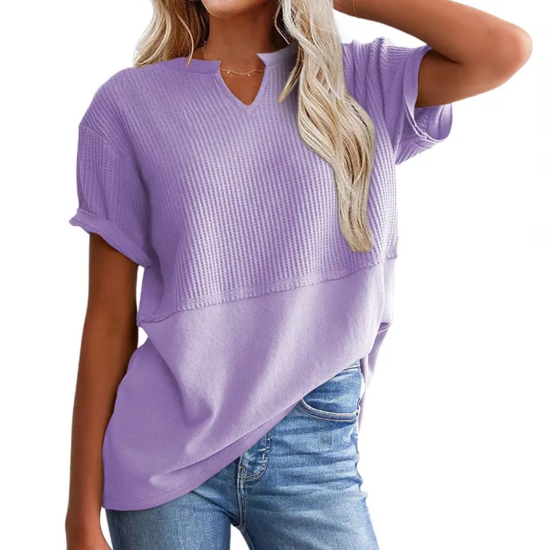 GRACIE™ – Top V-Neck in Maglia Waffle Confortevole