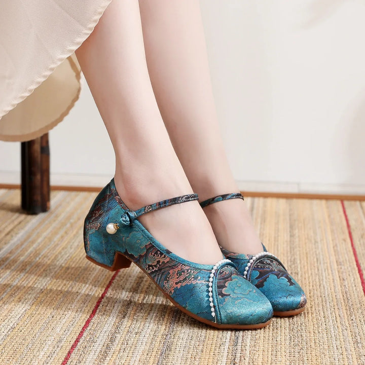 Vittoria | Mary Jane in Broccato con Perle