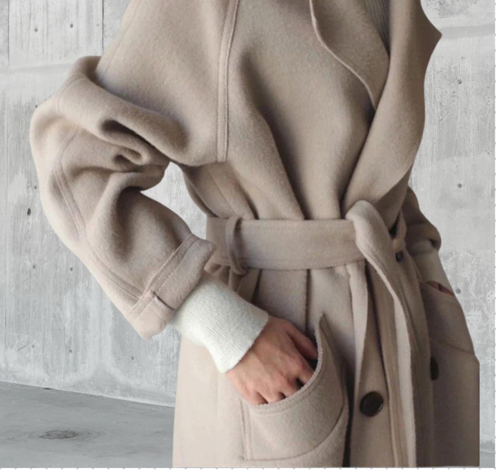 Isabelle Femme Manteau Long en Laine – Élégant & Confortable Manteau d’Hiver Intemporel