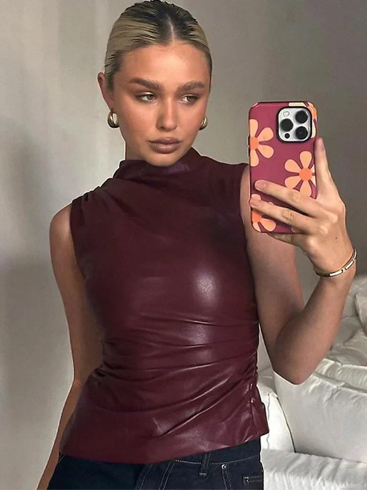 SERAN™ | Top in Faux Leather Elegante