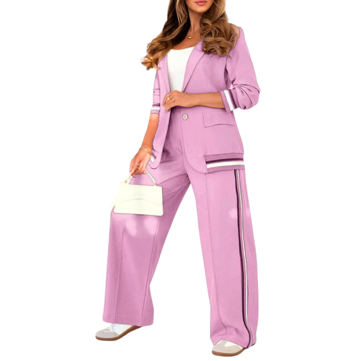 SUZETTE™ – Set Elegante con Top a Collo Revers e Pantaloni con Vita Elasticizzata