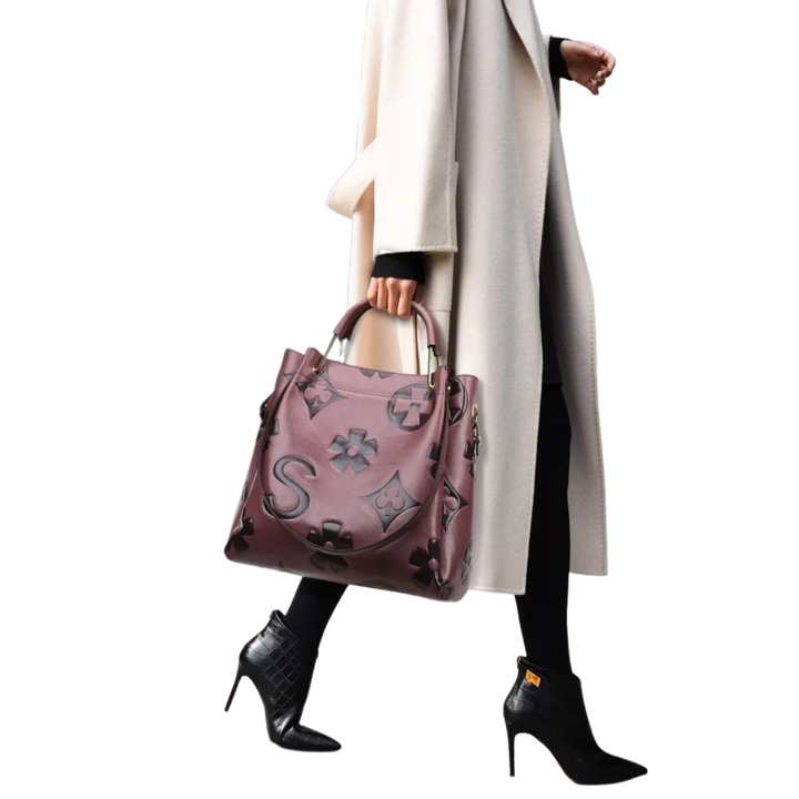 CELINA™ – Set di Borse a Spalla e a Tracolla con Motivo Floreale Embossato