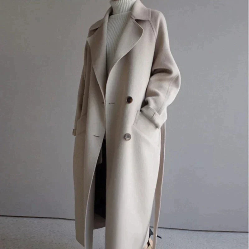 Isabelle Femme Manteau Long en Laine – Élégant & Confortable Manteau d’Hiver Intemporel