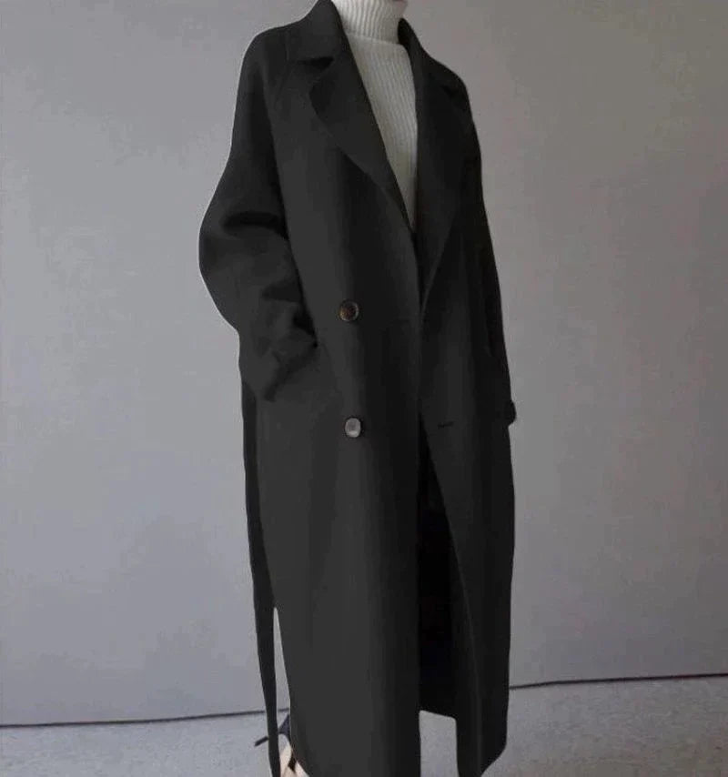 Isabelle Femme Manteau Long en Laine – Élégant & Confortable Manteau d’Hiver Intemporel