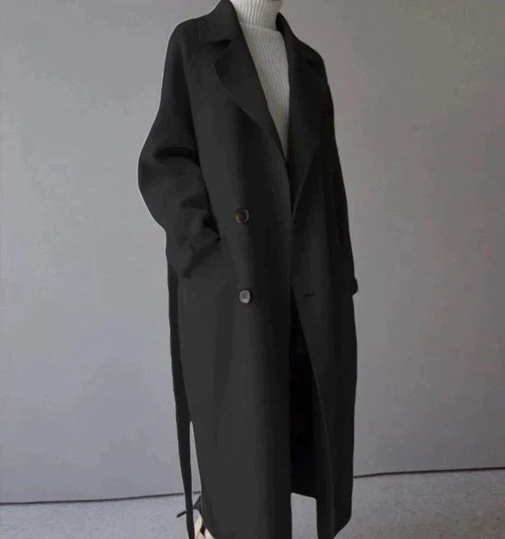 Isabelle Femme Manteau Long en Laine – Élégant & Confortable Manteau d’Hiver Intemporel