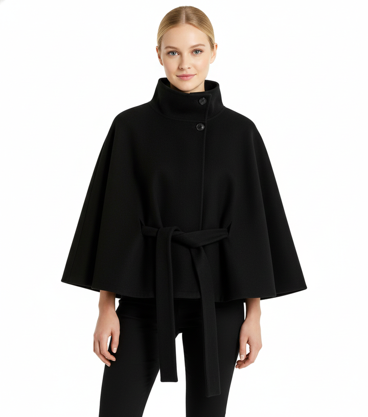 Ivanna Manteau Laine Femme – Col Haut Élégant avec Ceinture Amovible & Coupe Décontractée