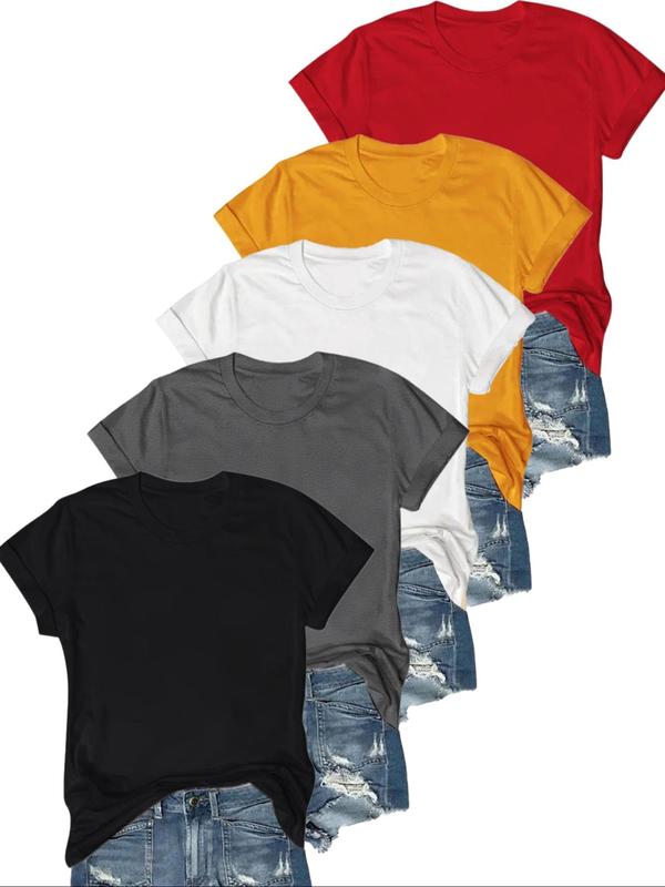 OLIVE™ - T-Shirt Casual a Maniche Corte (Confezione da 5)