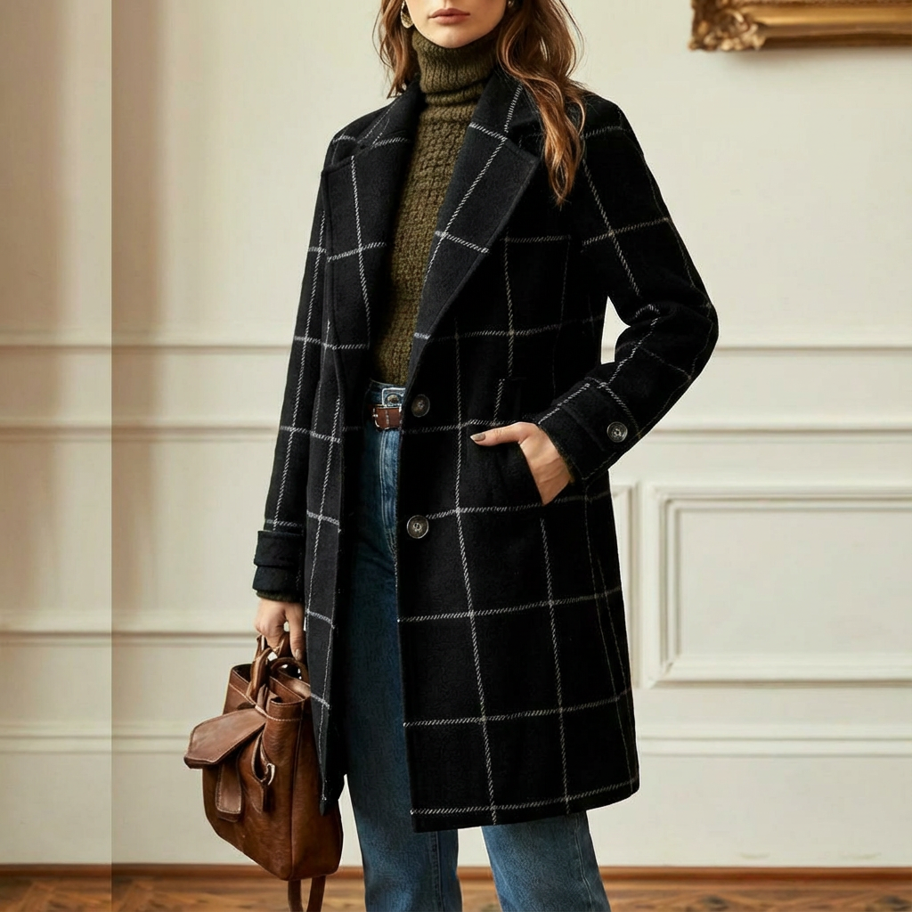 Cambridge – Elegante Cappotto in Lana a Quadri per Donne