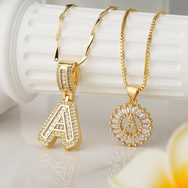 AISHA™ - Elegante Collana con Pendenti a Lettera Iniziale in 2 Pezzi