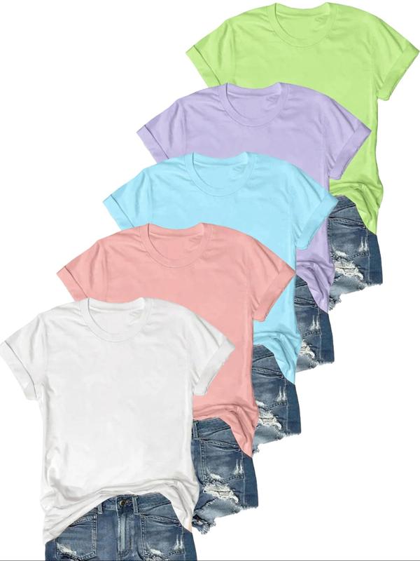 OLIVE™ - T-Shirt Casual a Maniche Corte (Confezione da 5)