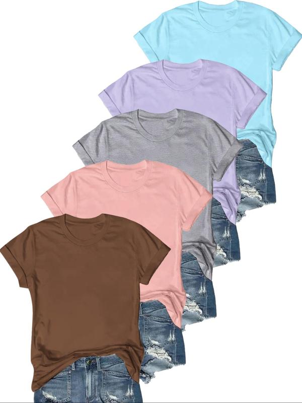 OLIVE™ - T-Shirt Casual a Maniche Corte (Confezione da 5)