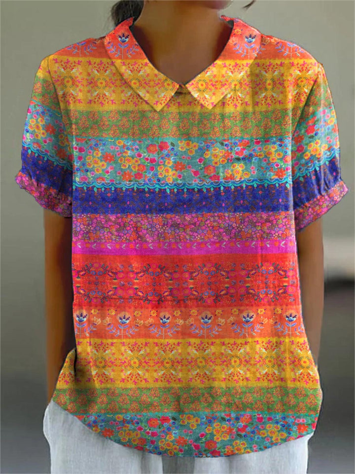 Maya | Camicia a righe con motivo floreale
