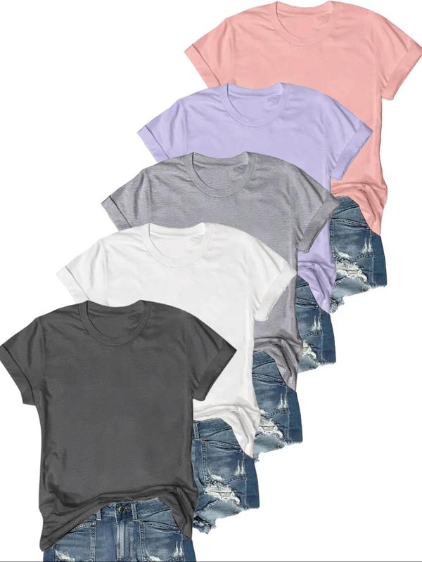 OLIVE™ - T-Shirt Casual a Maniche Corte (Confezione da 5)