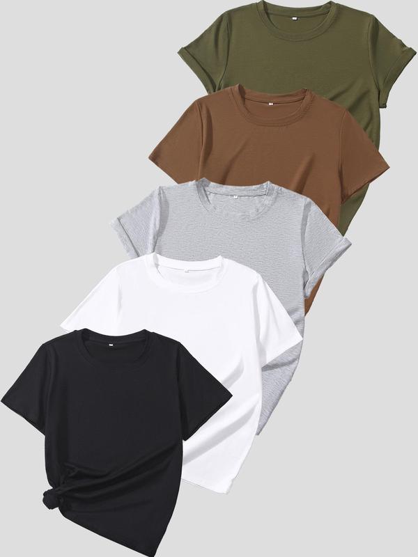 OLIVE™ - T-Shirt Casual a Maniche Corte (Confezione da 5)