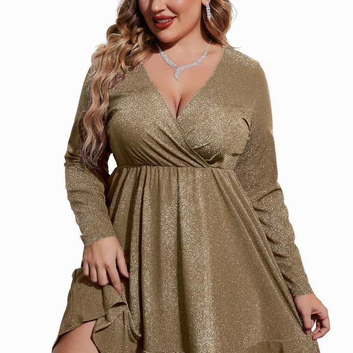 MATHILDE™ - Abito da cocktail a balze in paillettes taglie forti