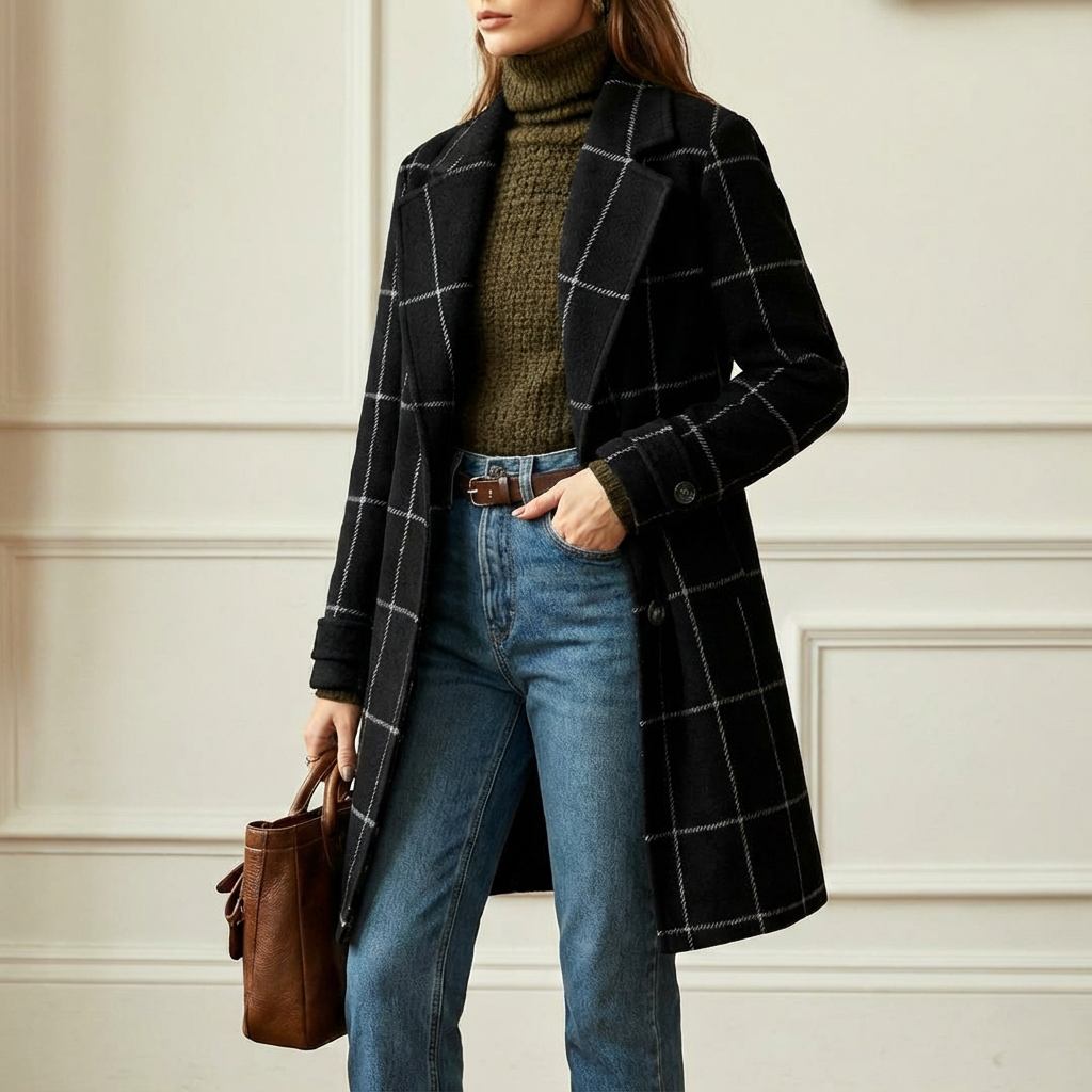 Cambridge – Elegante Cappotto in Lana a Quadri per Donne