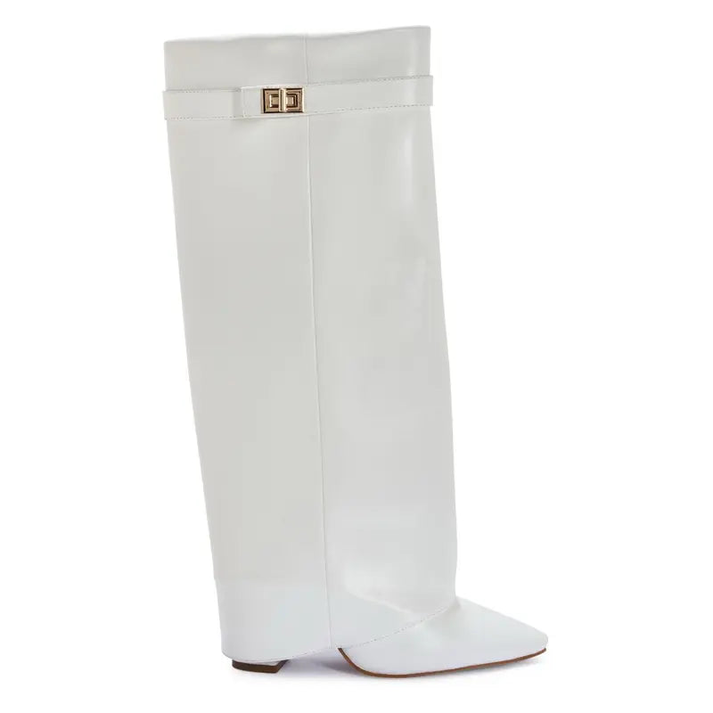 SARAH™ - Stivali con tacco in suede da 4 pollici con fibbia per donne, scarpe eleganti per camminare