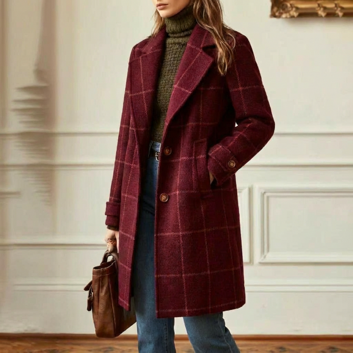 Cambridge – Elegante Cappotto in Lana a Quadri per Donne