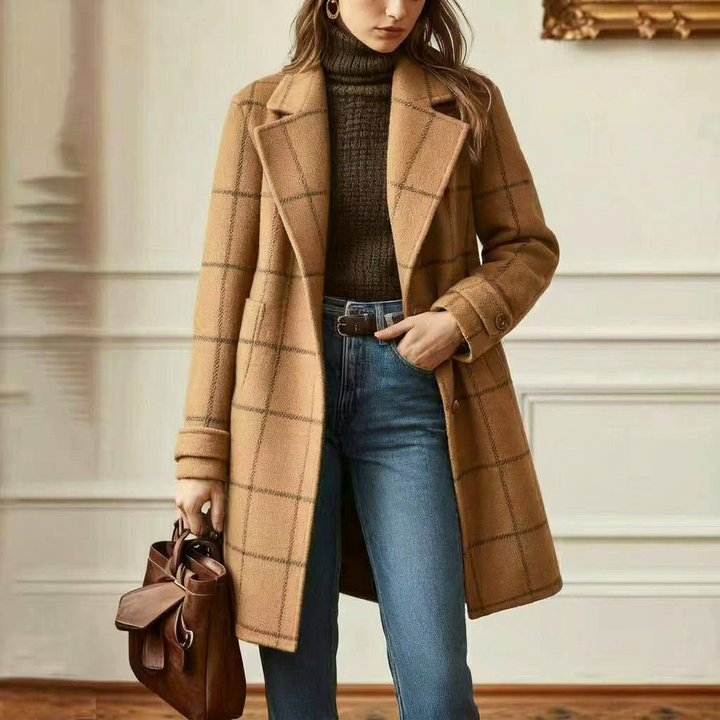 Cambridge – Elegante Cappotto in Lana a Quadri per Donne