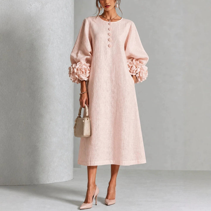 Ivana | Abito Midi con Maniche a Rose