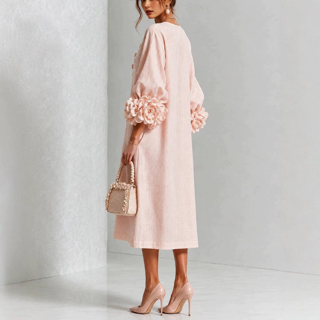 Ivana | Abito Midi con Maniche a Rose