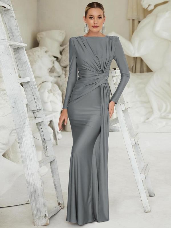 ANNA™ - Abito Bodycon Elegante in Colore Solido con Spalle Imbottite Arricciate