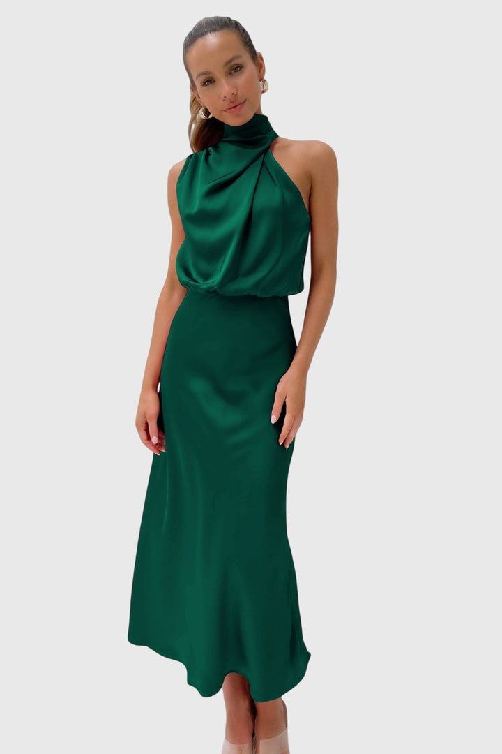 AVA | ABITO HALTER IN SATIN GLAMOUROSO