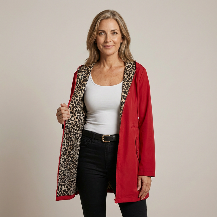 SOPHIA - Cappotto Reversibile con Stampa Leopardata