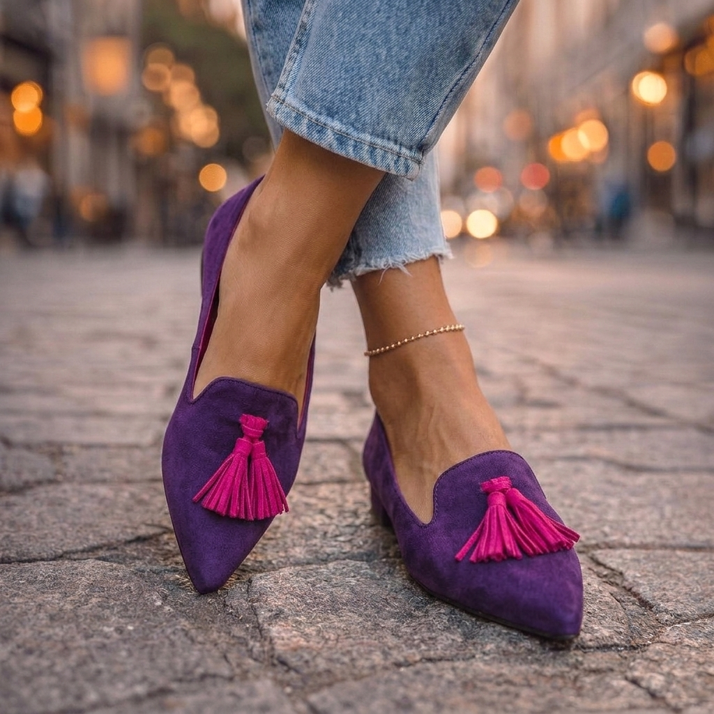 Evelina | Ballerine a punta con nappine