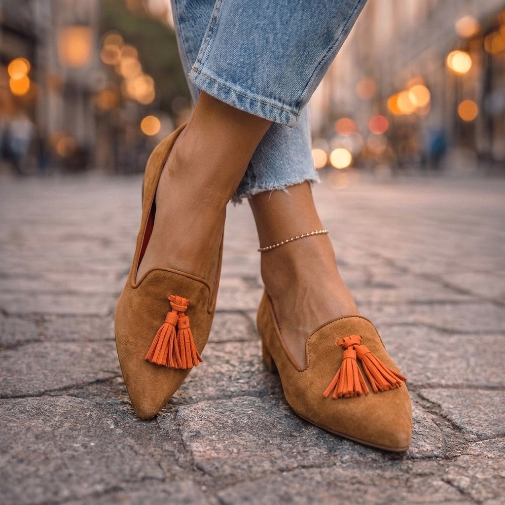 Evelina | Ballerine a punta con nappine