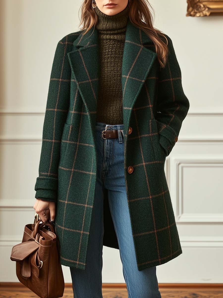 Cambridge – Elegante Cappotto in Lana a Quadri per Donne