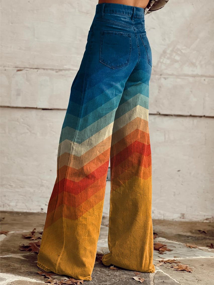 CALLIE™ - Pantaloni a Zampa d'Elefante Retro Chevron