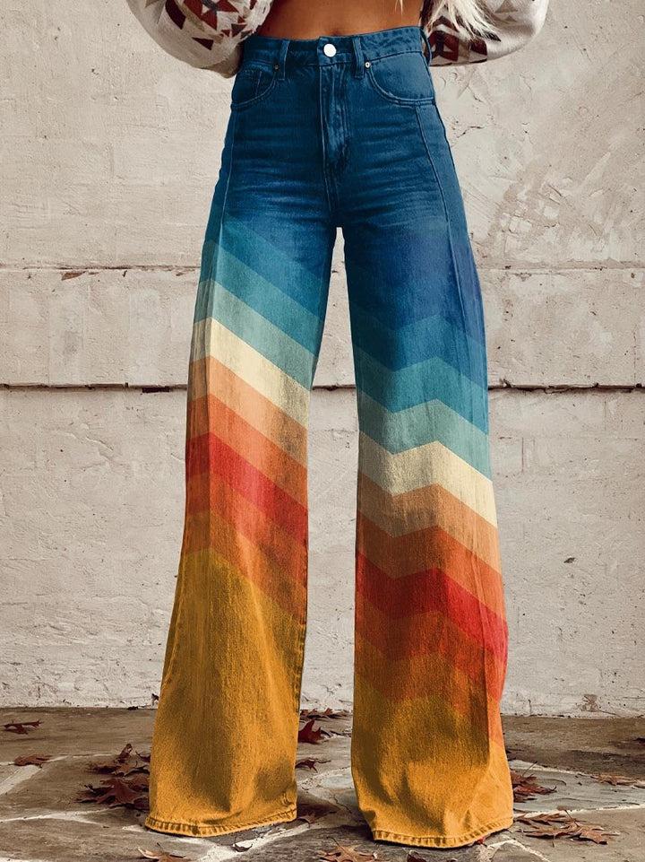 CALLIE™ - Pantaloni a Zampa d'Elefante Retro Chevron